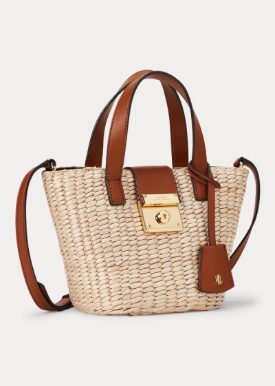 Women's Ralph Lauren Straw Mini Reese Tote Bags | 698135FZH